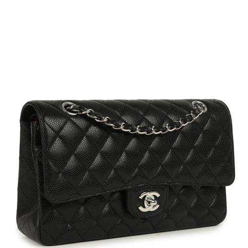 Chanel Medium Classic Double Flap Black Caviar Silver Hardware