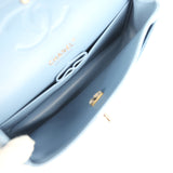 Pre-owned Chanel Medium Classic Double Flap Bag Light Blue Denim Light Gold Hardware