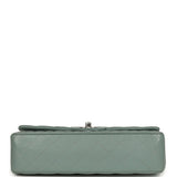 Pre-owned Chanel Medium Classic Double Flap Bag Blue Shiny Caviar Silver Hardware