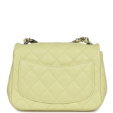 Chanel Mini Square Flap Bag Lime Lambskin Silver Hardware