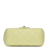 Chanel Mini Square Flap Bag Lime Lambskin Silver Hardware