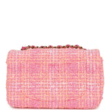 Chanel Mini Rectangular Flap Orange and Pink Tweed Gold Hardware