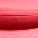 Pre-owned Chanel Mini Rectangular Flap with Top Handle Hot Pink Caviar Antique Gold Hardware