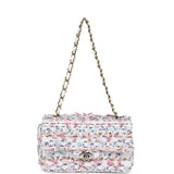 Chanel Mini Rectangular Flap Bag White Multicolored Tweed Light Gold Hardware