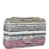 Chanel Mini Rectangular Flap White Multicolor Sequin Light Gold Hardware