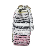 Chanel Mini Rectangular Flap White Multicolor Sequin Light Gold Hardware