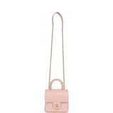 Chanel Mini Square Top Handle Flap Light Pink Lambskin Antique Gold Hardware