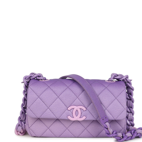 Chanel Mini Rectangular Flap Bag Ombre Purple Caviar Lacquered Metal Hardware