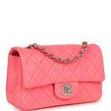 Chanel Mini Rectangular Flap Bag Pink Lambskin Silver Hardware
