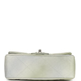 Chanel Mini Classic Rectangular Flap Bag Grey and Green Ombre Iridescent Goatskin Silver Hardware