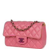 Chanel Mini Classic Rectangular Flap Bag Pink and Yellow Lambskin Iridescent Hardware