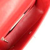 Pre-owned Chanel Mini Rectangular Flap Red Caviar Silver Hardware