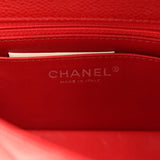 Pre-owned Chanel Mini Rectangular Flap Red Caviar Silver Hardware