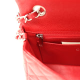 Pre-owned Chanel Mini Rectangular Flap Red Caviar Silver Hardware
