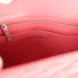 Chanel Mini Classic Square Flap Bag Pink Lambskin Silver Hardware