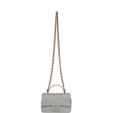 Pre-owned Chanel Mini CC Rectangular Flap Bag with Top Handle Light Grey Lambskin Gold Hardware