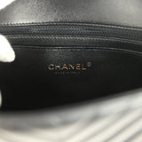 Chanel Mini Chevron Classic Rectangular Flap Bag Black Lambskin Light Gold Hardware