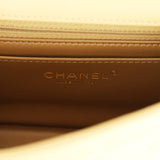 Pre-owned Chanel Mini Pearl Crush Square Flap Bag Yellow Lambskin Brushed Gold Hardware