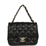 Chanel Mini Classic Square Flap Bag Black Lambskin Light Gold Hardware