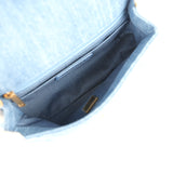 Chanel Mini Pearl Crush Rectangular Flap Bag Blue Denim Brushed Gold Hardware