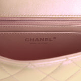Chanel Mini Classic Rectangular Flap Bag Pink Iridescent Calfskin Silver Hardware