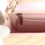 Chanel Mini Classic Rectangular Flap Bag Pink Iridescent Calfskin Silver Hardware