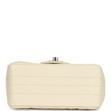 Pre-owned Chanel Mini Chevron Square Flap Bag Ivory Lambskin Silver Hardware