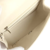 Pre-owned Chanel Mini Chevron Square Flap Bag Ivory Lambskin Silver Hardware