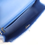 Chanel Mini Rectangular Flap Bag Blue and White Tweed Silver Hardware