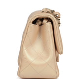 Pre-owned Chanel Mini Classic Rectangular Flap Bag Light Beige Iridescent Calfskin Light Gold Hardware