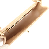 Pre-owned Chanel Mini Classic Rectangular Flap Bag Light Beige Iridescent Calfskin Light Gold Hardware