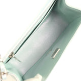 Chanel Mini Classic Square Flap Bag Blue Iridescent Calfskin Silver Hardware