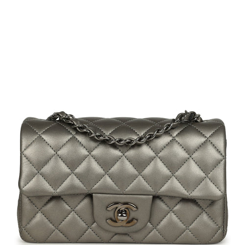Chanel Mini Classic Rectangular Flap Bag Dark Silver Calfskin Ruthenium Hardware