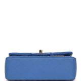 Preowned Chanel Mini Rectangular Hollywood Charms Flap Bag Blue Lambskin Light Gold Hardware