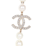 Chanel Gold CC Faux Large Pearl Crystal Necklace