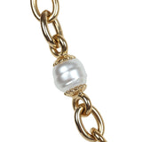 Chanel CC Gold Tone Metal Pearl Necklace Gold Hardware