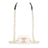 Chanel Crystal CC Resin & Pearls Airpod Pro Case Necklace Light Gold Hardware