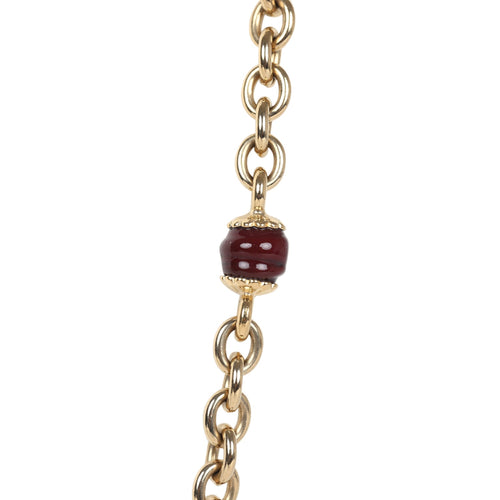 Chanel CC Gripoix Burgundy Beaded Necklace Gold Hardware