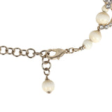 Chanel CC Faux Crystal Beaded Choker Necklace Beige/White Light Gold Tone Hardware