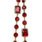 Vintage 1981 Chanel Chicklet Long Necklace Red Gripoix Gold Plated Hardware