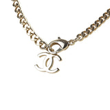 Chanel Crystal CC Choker Necklace Silver Tone and Light Gold Tone Hardware
