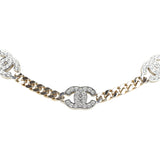 Chanel Crystal CC Choker Necklace Silver Tone and Light Gold Tone Hardware