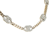 Chanel Crystal CC Choker Necklace Silver Tone and Light Gold Tone Hardware