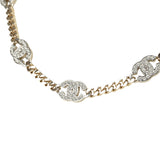 Chanel Crystal CC Choker Necklace Silver Tone and Light Gold Tone Hardware