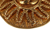 Vintage Chanel CC Sun Round Brooch Gold Plated Hardware