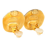 Vintage Chanel Small Round Hammered CC Earrings Gold Plated Hardware