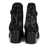 Chanel Cap Toe Ankle Boots Black Sequin Patent EU 35.5
