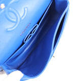 Chanel Small Classic Double Flap Blue Chevron Caviar Light Gold Hardware