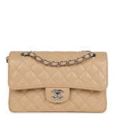 Chanel Small Classic Double Flap Bag Beige Caviar Silver Hardware