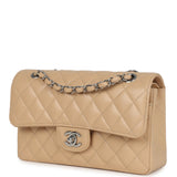 Chanel Small Classic Double Flap Bag Beige Caviar Silver Hardware